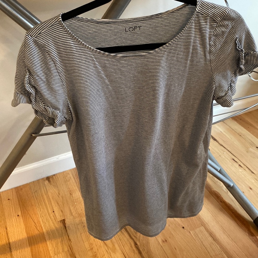 Loft outlet striped ruffle sleeve top